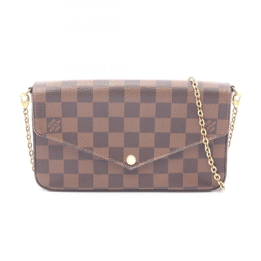 Louis Vuitton Pochette Felicie Damier Ebene Brown Shoulder Bag Canvas Brown